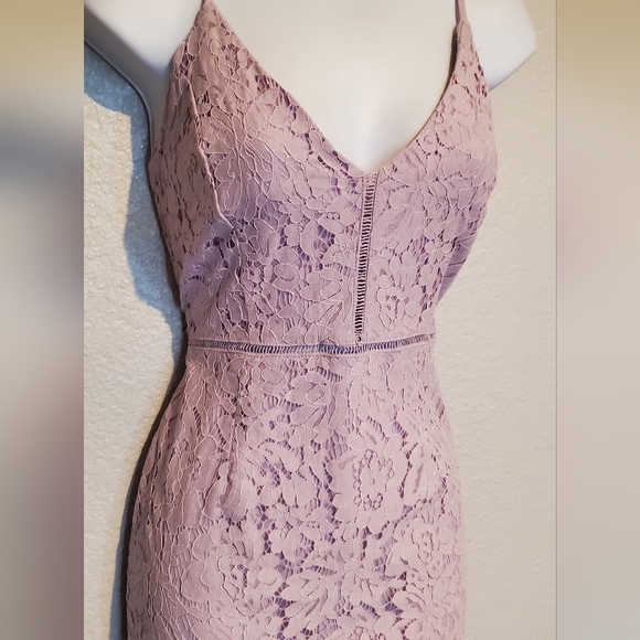 Astr The Label Lattice Lilac Lavender Lace Overlay Cocktail Midi Dress Sz Medium - Picture 5 of 12